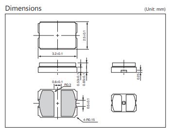 CX3225GA晶振尺寸圖