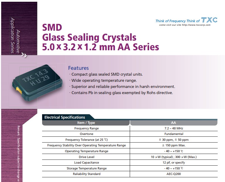 TXC晶振車規系列